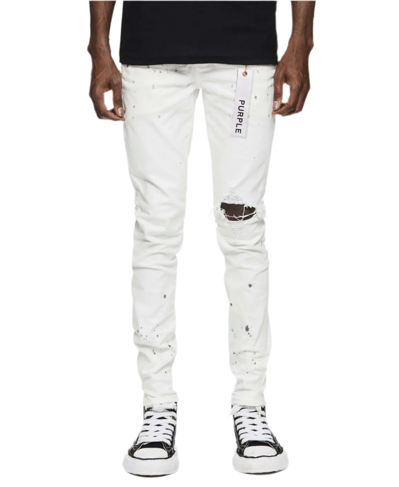 Purple Brand P001 Optic White Paint Blowout Jean