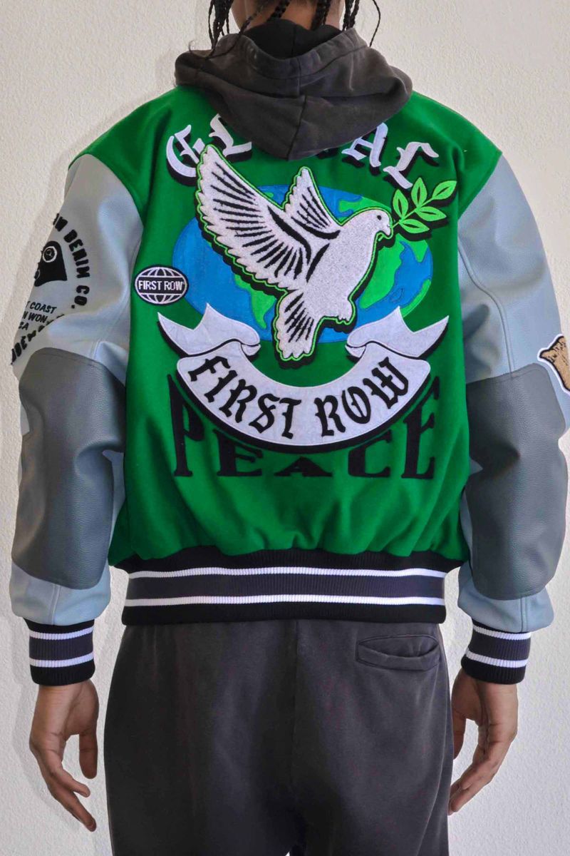 Global Peace Multi Patch Varsity Jacket
