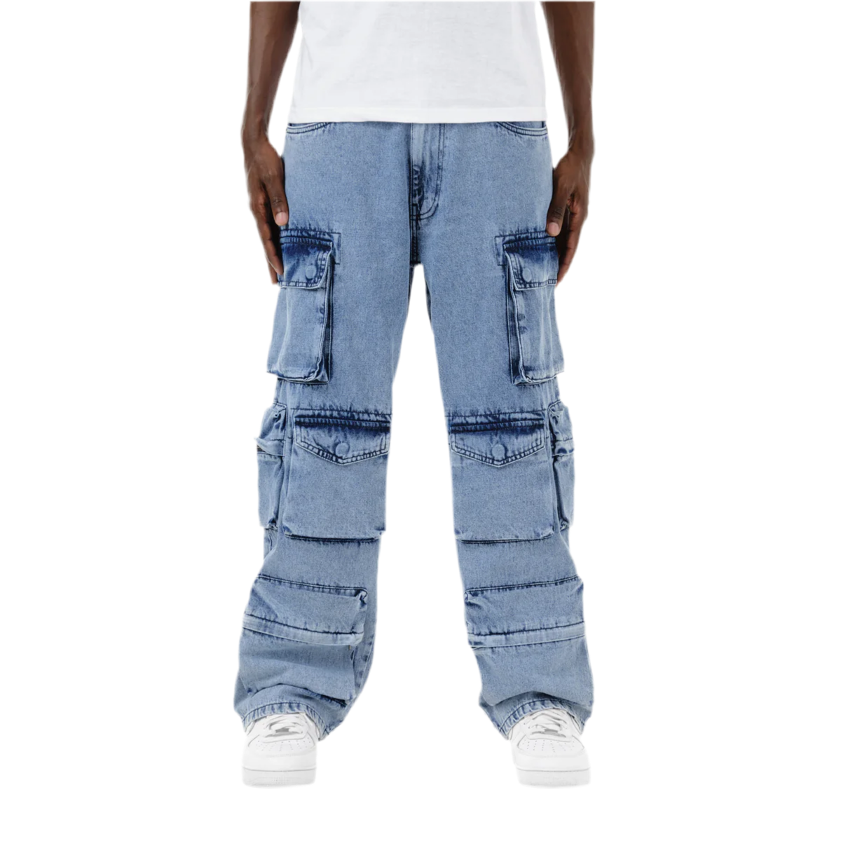 Cargo Baggy Comfort Fit Denim Jean Blue