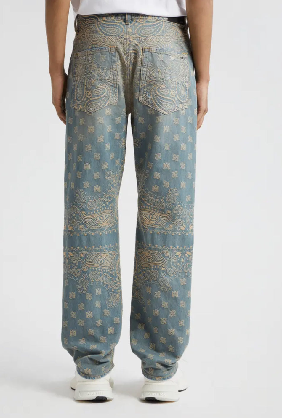 Amiri Bandana Jacquard Logo Straight Jeans