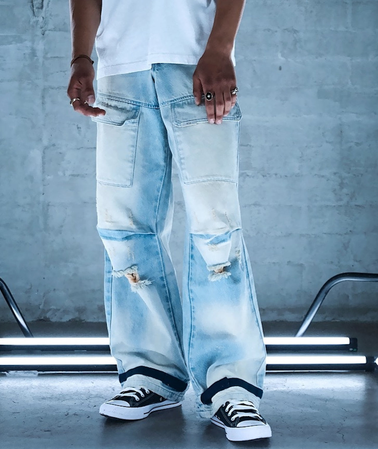 RTA Wylie Blue Clouds Baggy Jean