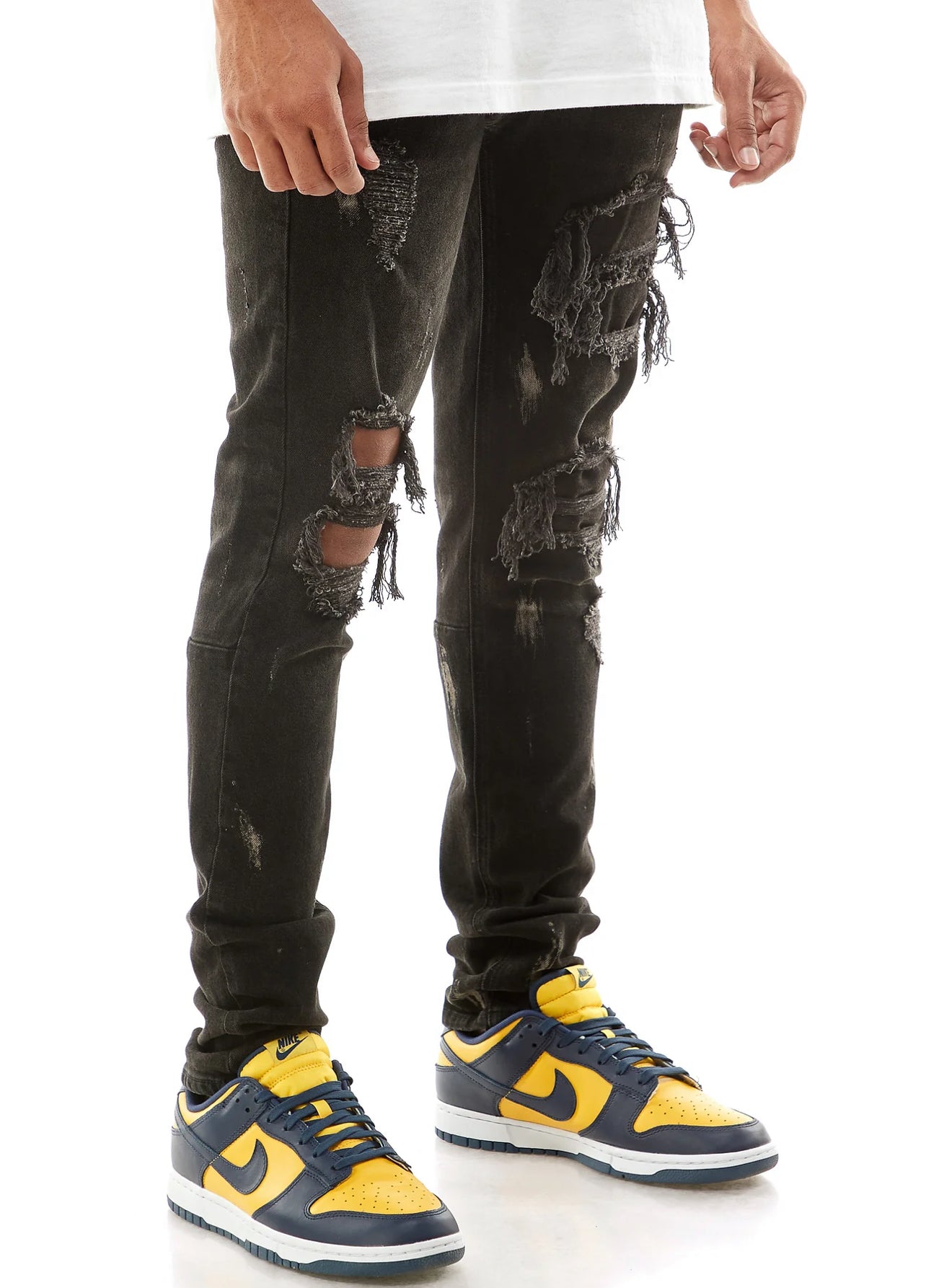 Bleached Patch Ripped Denim Jeans