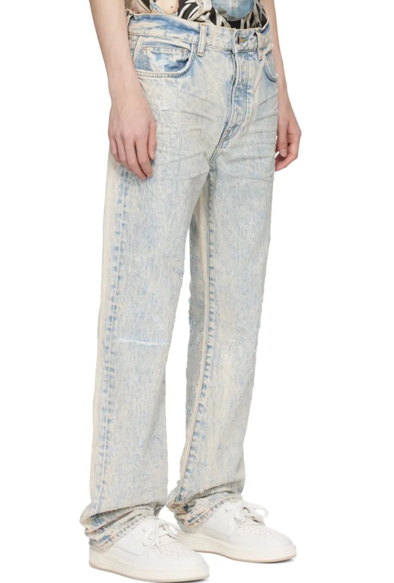 Amiri Shotgun Straight Leg Jeans Cream Tan