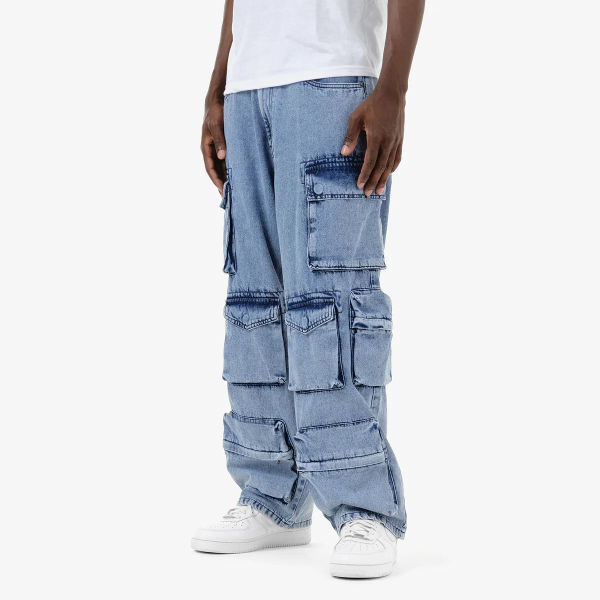 Cargo Baggy Comfort Fit Denim Jean Blue