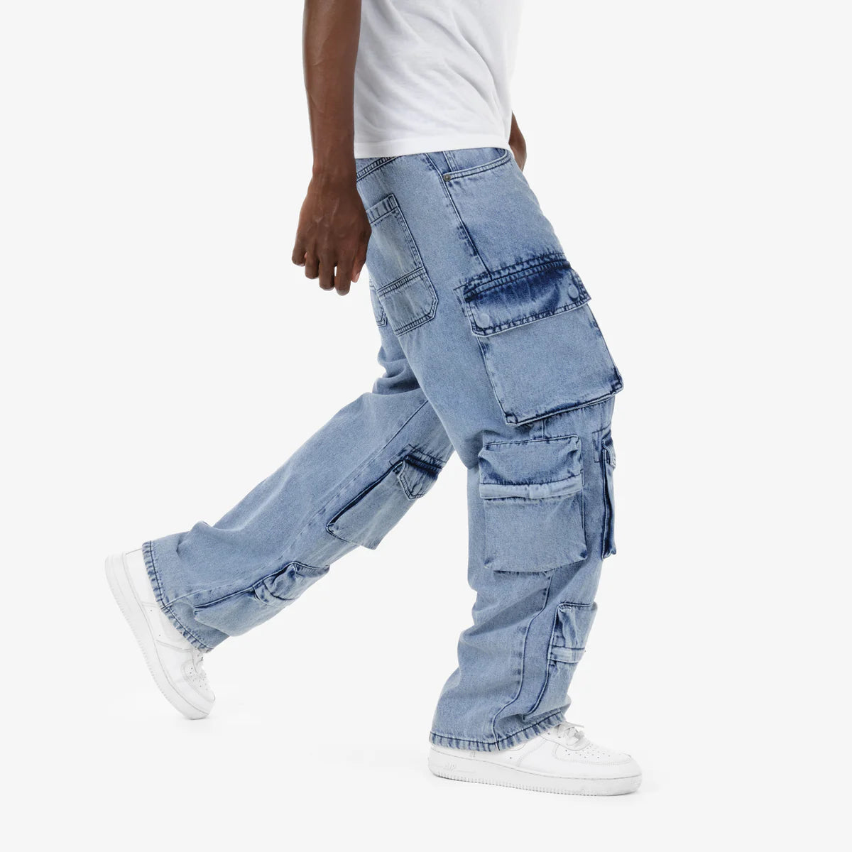 Cargo Baggy Comfort Fit Denim Jean Blue