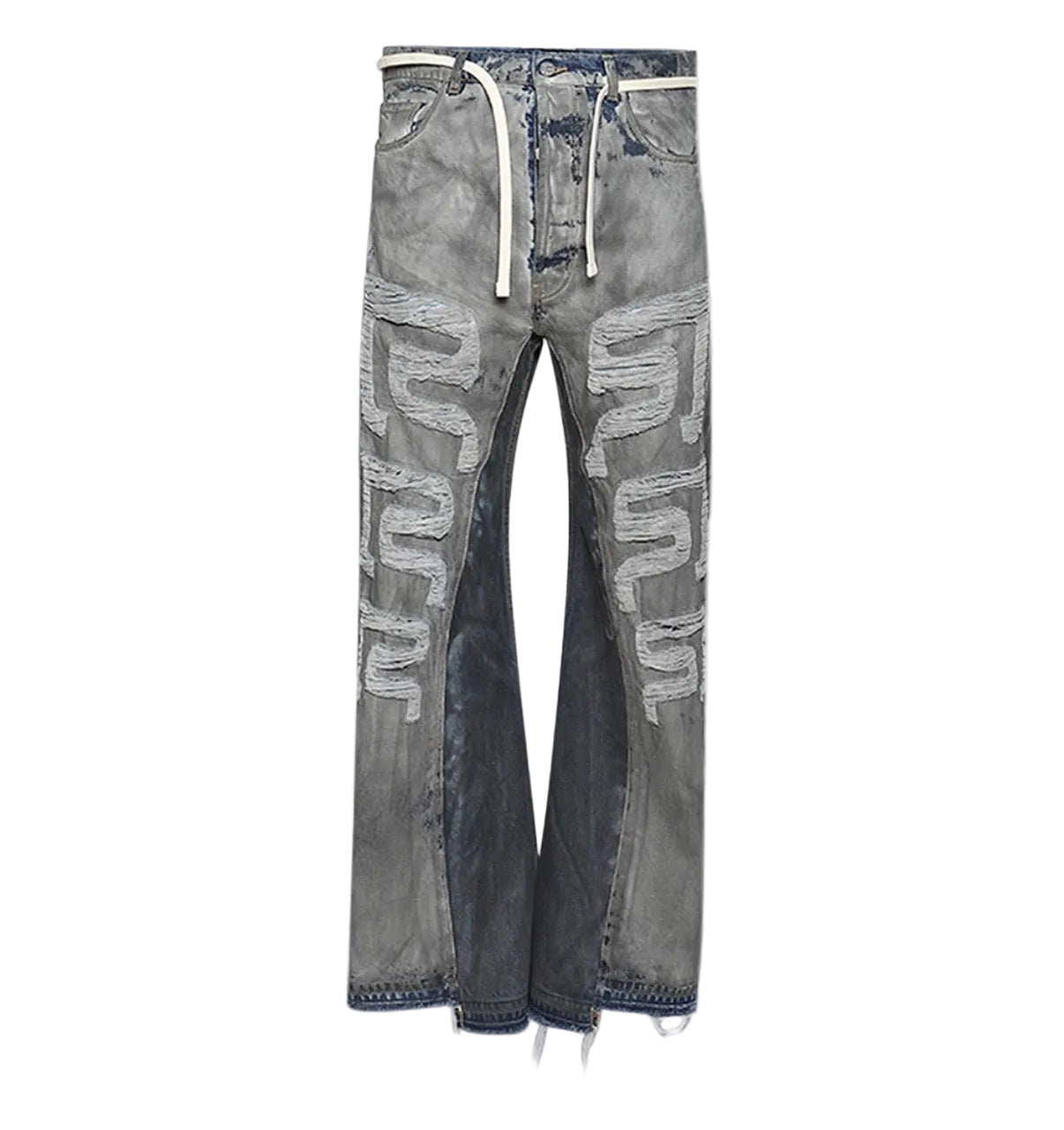 RRR123 Ripped Wide Legs Denim Jean