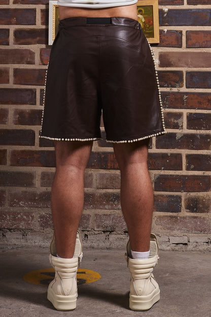 Ornament Pearls Leather Short