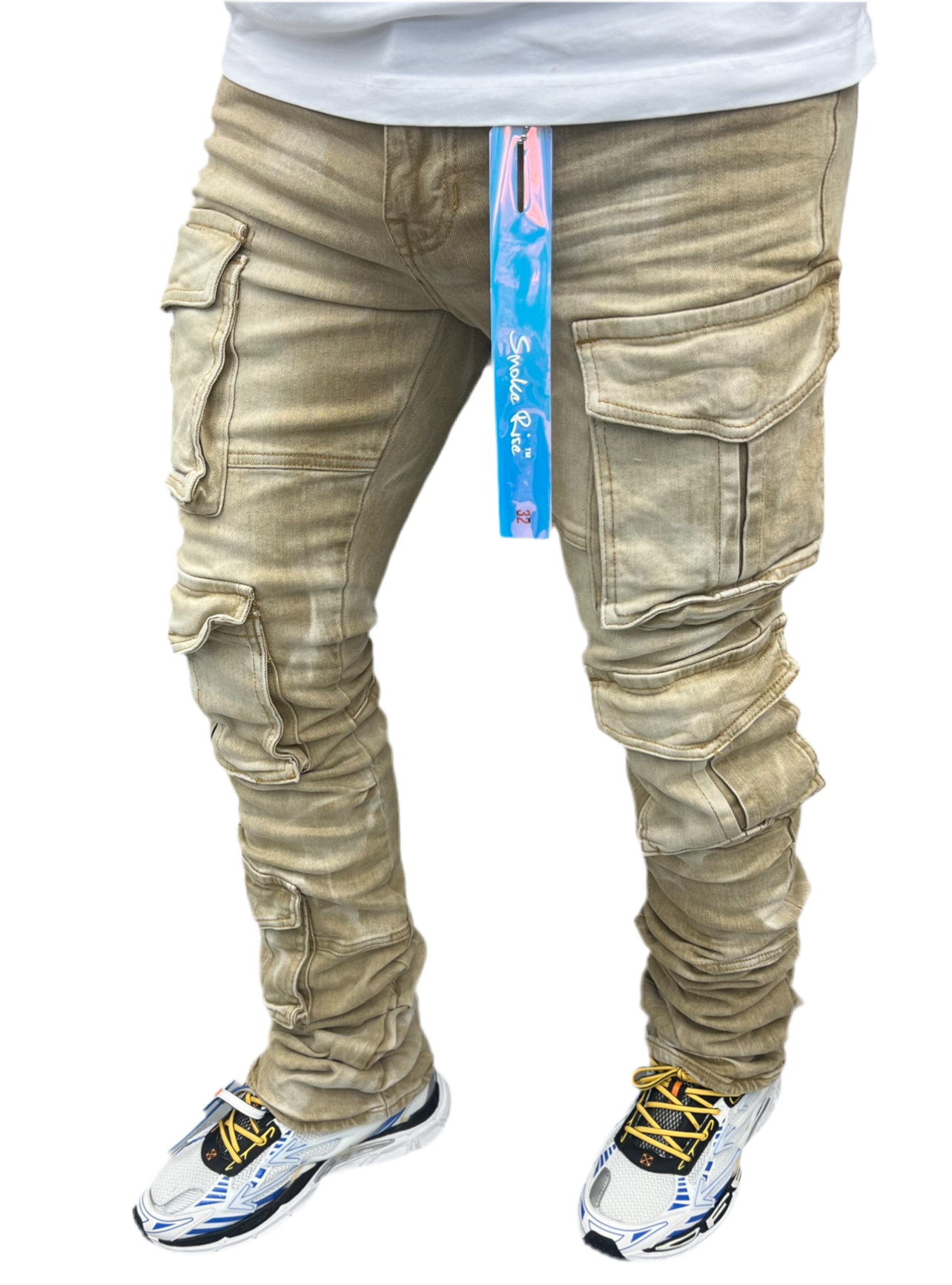 Stacked Multi Pocket Cargo Jeans