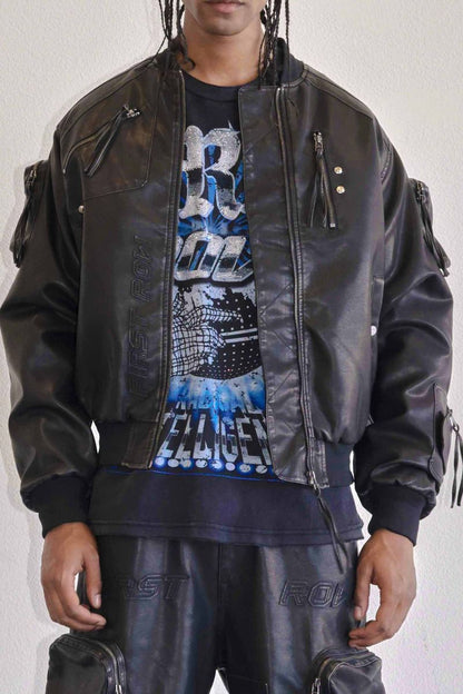 Utility Washed Leather Jacket