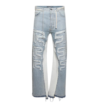 RRR123 Ripped Wide Legs Denim Jean
