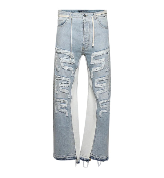 RRR123 Ripped Wide Legs Denim Jean