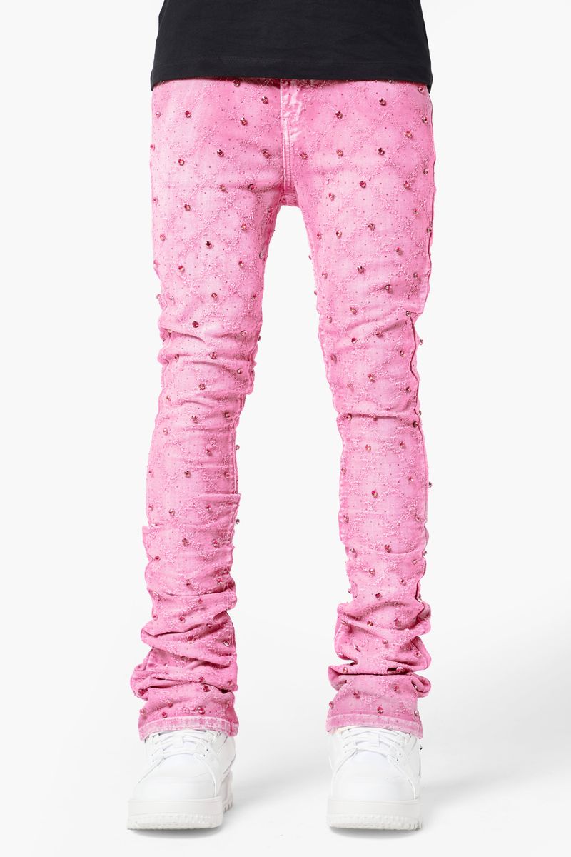 Vintage Pink Embellished Denim
