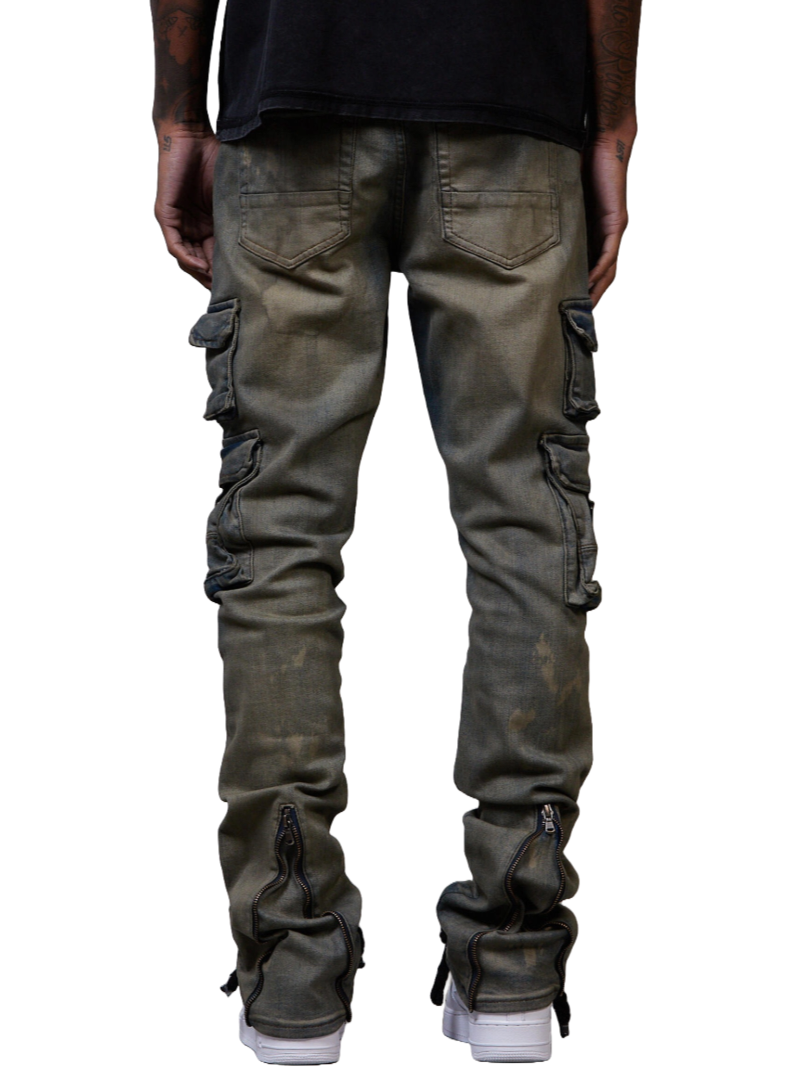 Virgo Dirty Cargo Flare Stacked Jean