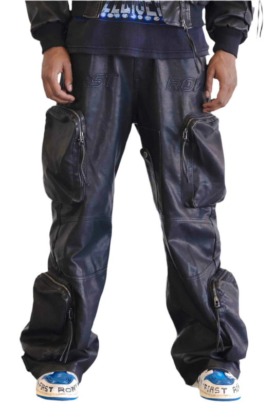 Utility Cargo Leather Jeans