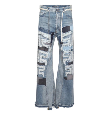 RRR123 Ripped Wide Legs Denim Jean