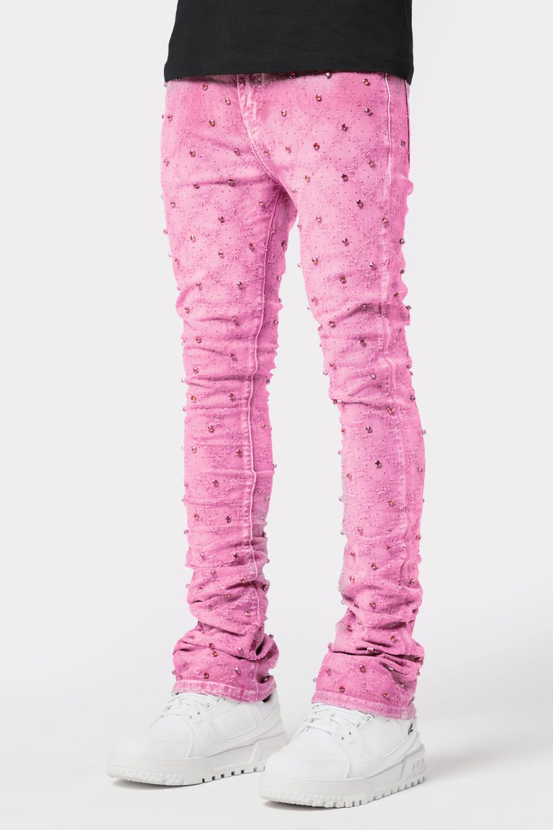 Vintage Pink Embellished Denim