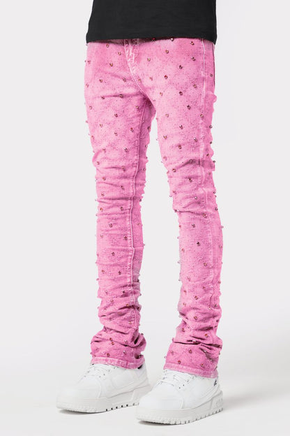 Vintage Pink Embellished Denim