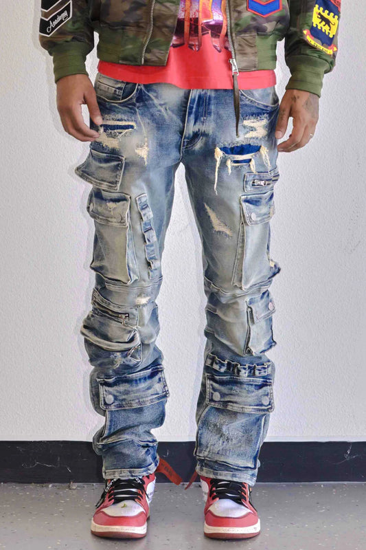 Cargo Straps Denim Jeans