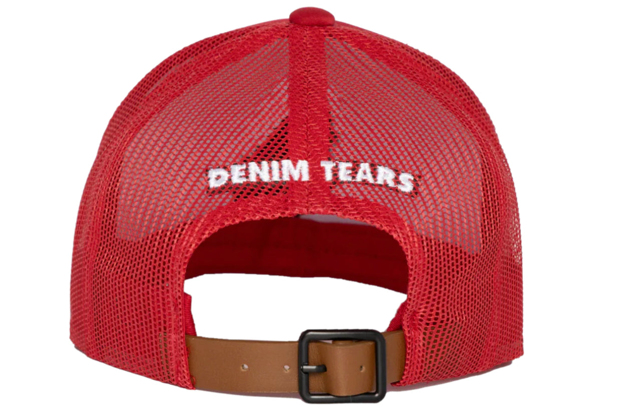 Denim Tears Black Madonna Trucker Hat Red