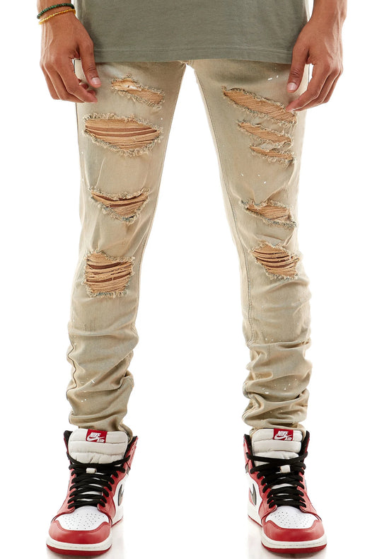 Splatter Destroyed Denim Jeans