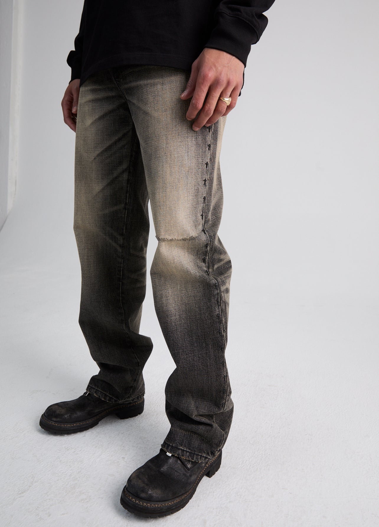 RTA Jonas Ash Storm Side Cross Denim Jean