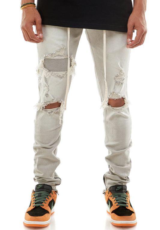 Patched Ankle Zip Denim Jeans