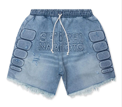 Satoshi Nakamoto Denim Moto Short