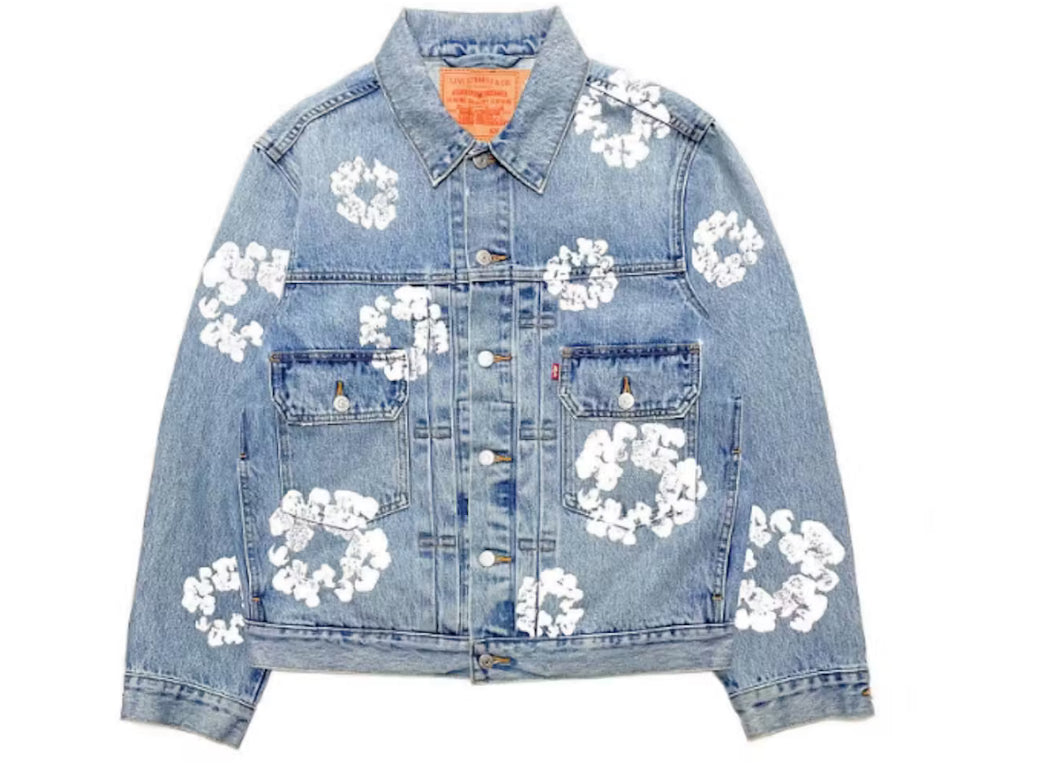 Denim Tears x Levi’s All Over Wreath Jacket Light Blue