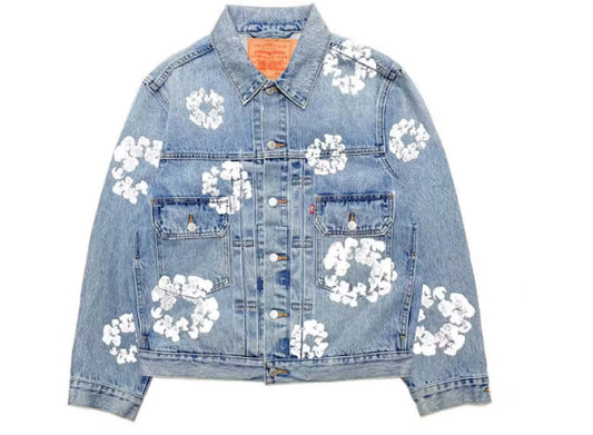 Denim Tears x Levi’s All Over Wreath Jacket Light Blue