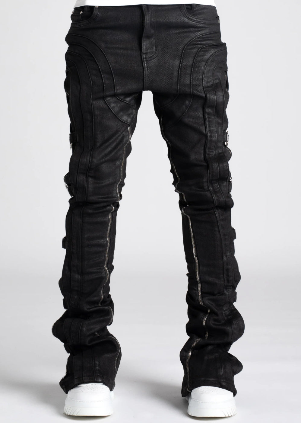 Obsidian Black Waxed Buckle Denim