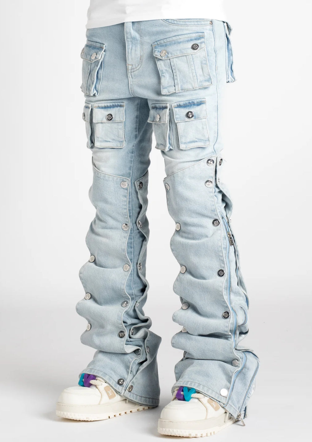 Aqua Blue Pockets Premium Denim