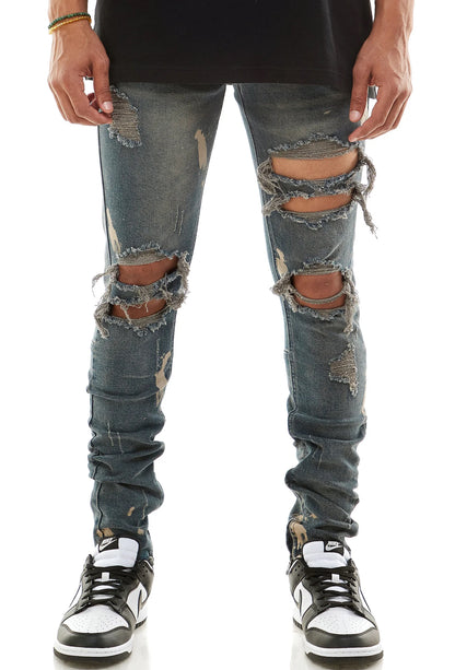 Ripped Ankle Zip Denim Jeans