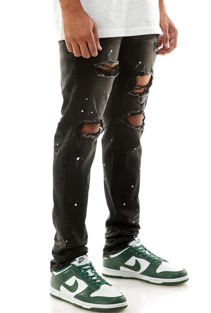 Distressed Ankle Zip Denim Jeans