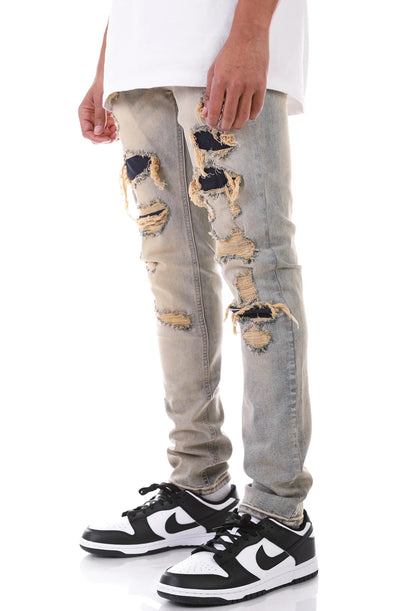 Patched Ripped Denim Jeans