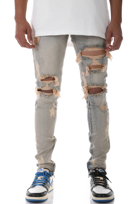 Ripped Ankle Zip Denim Jeans