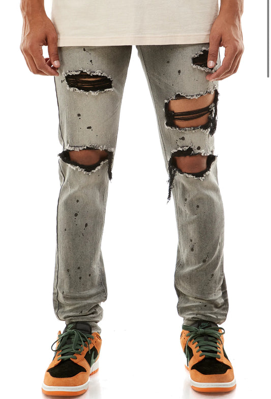 Distressed Ankle Zip Denim Jeans