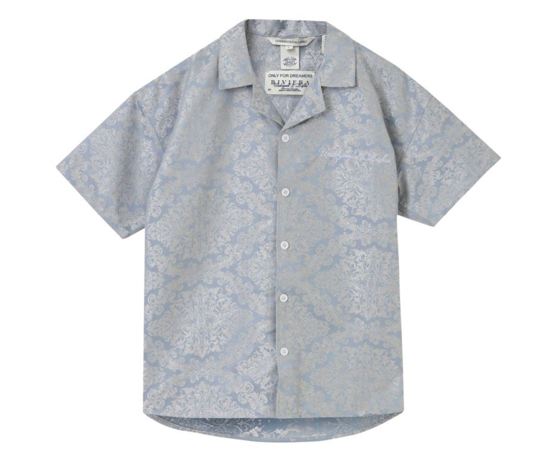 Riviera Jacquard Short Sleeve Shirt Sky Blue