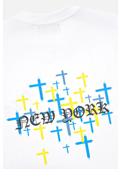 RTA Colin Oversized White Old English NY Tee