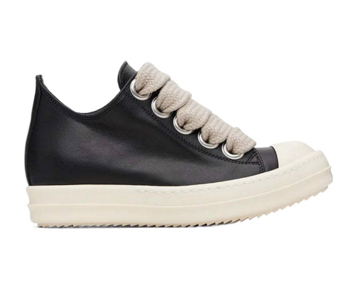 Rick Owens Jumbo Lace Black Leather Sneakers