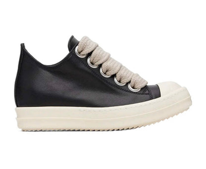 Rick Owens Jumbo Lace Black Leather Sneakers