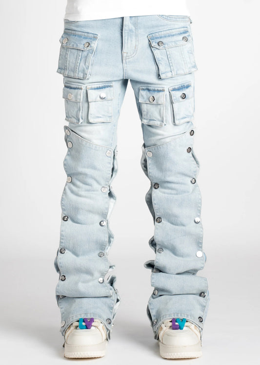 Aqua Blue Pockets Premium Denim