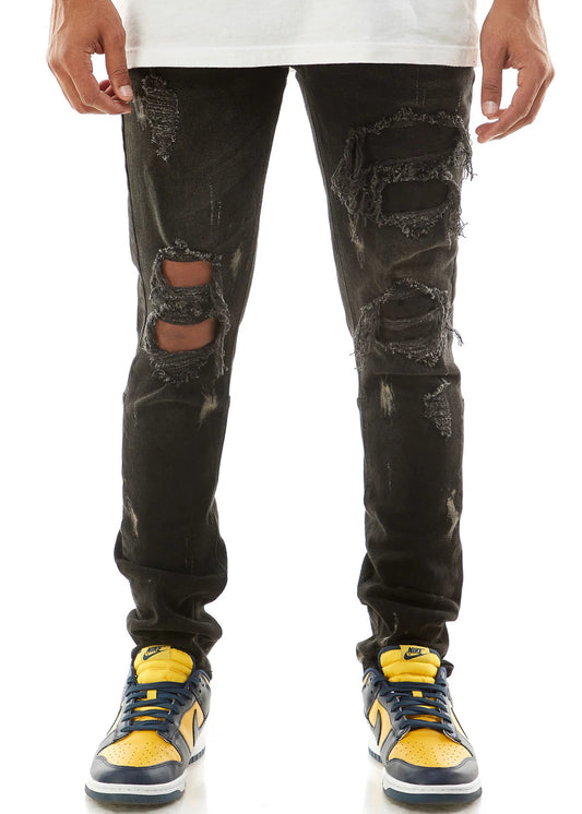 Bleached Patch Ripped Denim Jeans