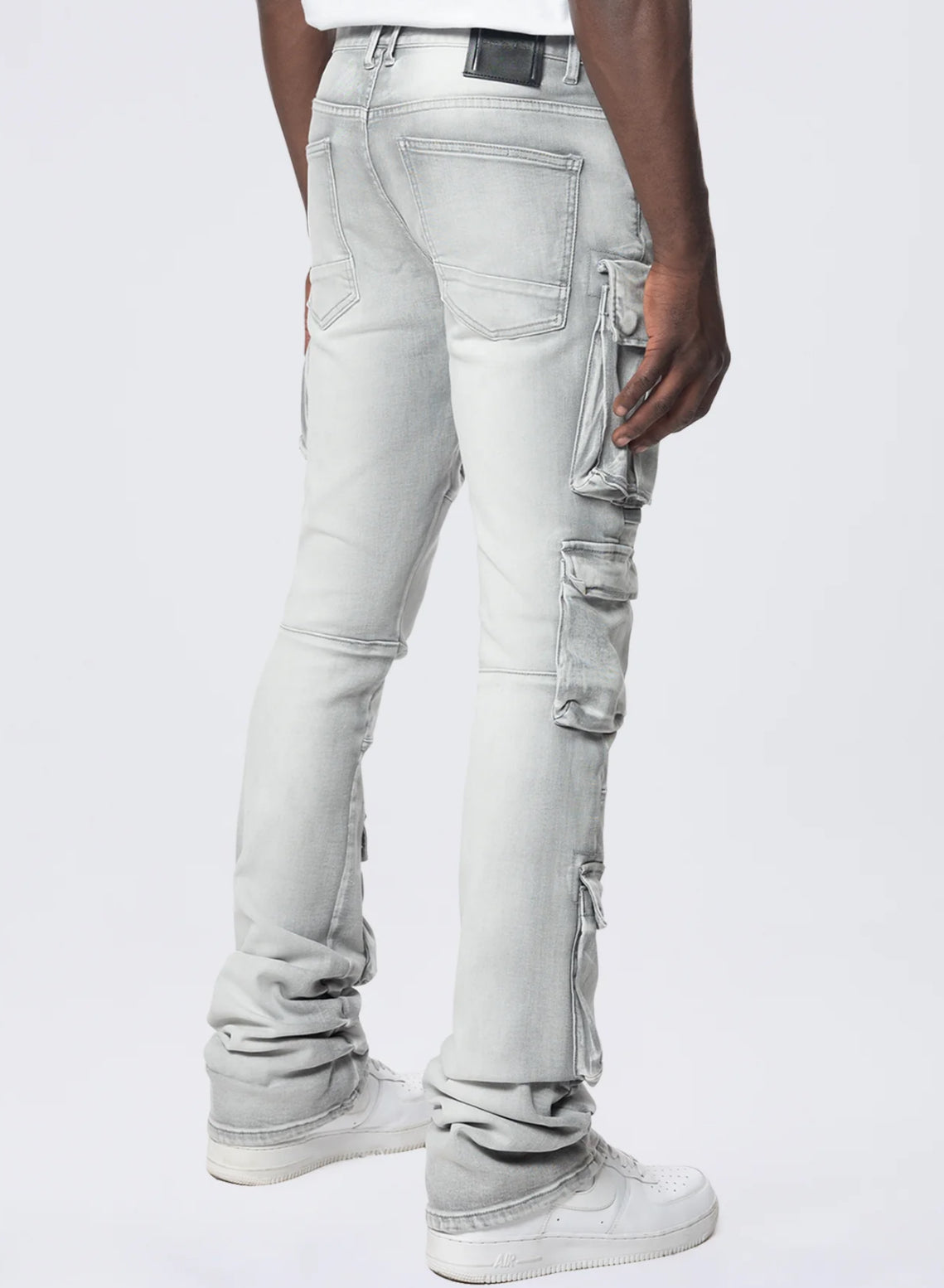 Stacked Multi Pocket Cargo Jeans