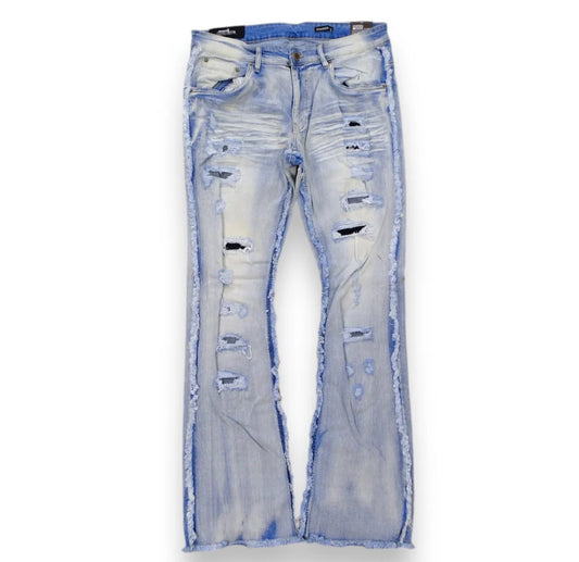 Slim Fit Denim Jean Distressed Blue