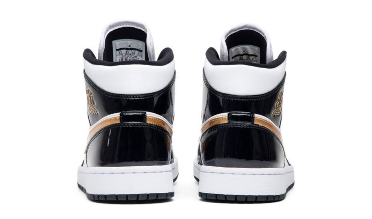 Jordan 1 Mid Patent Black Gold 852542-007