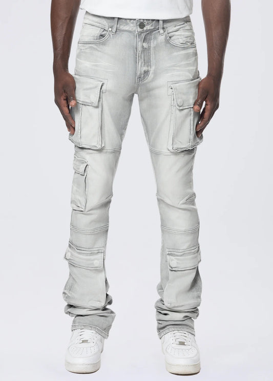 Stacked Multi Pocket Cargo Jeans