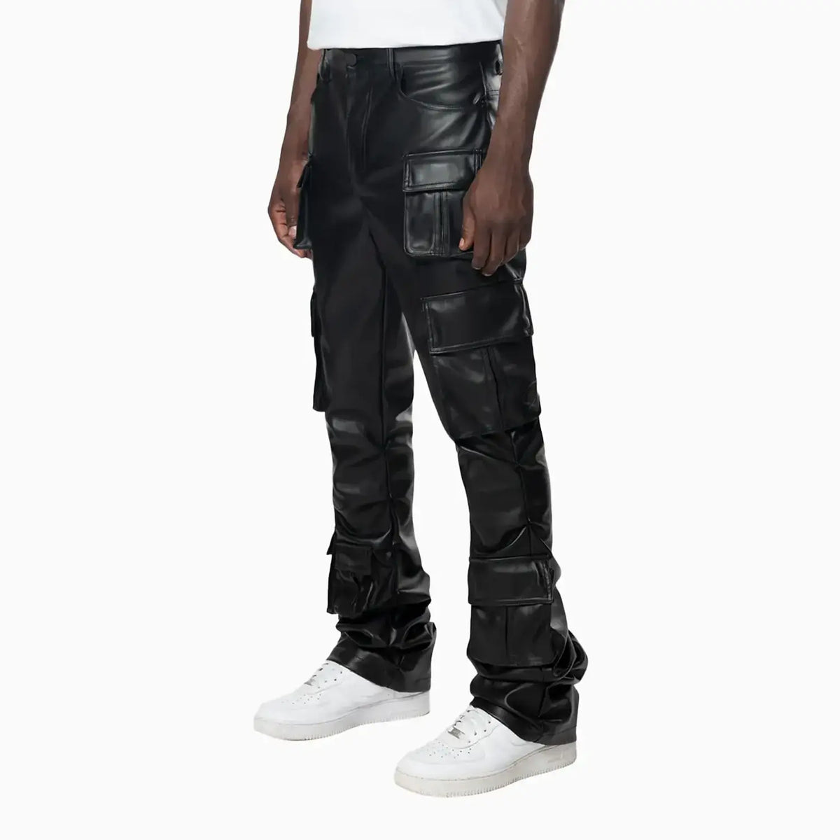 Stacked Utility Vegan Leather Jean