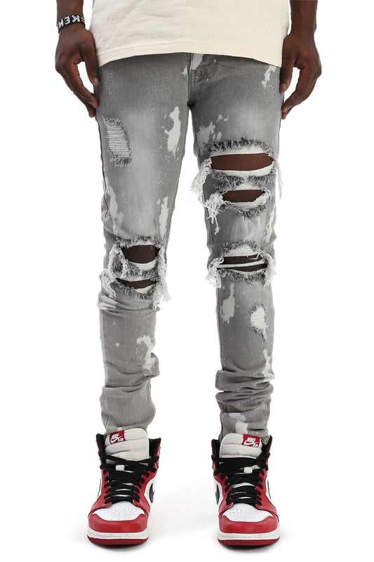 Ripped Ankle Zip Denim Jeans
