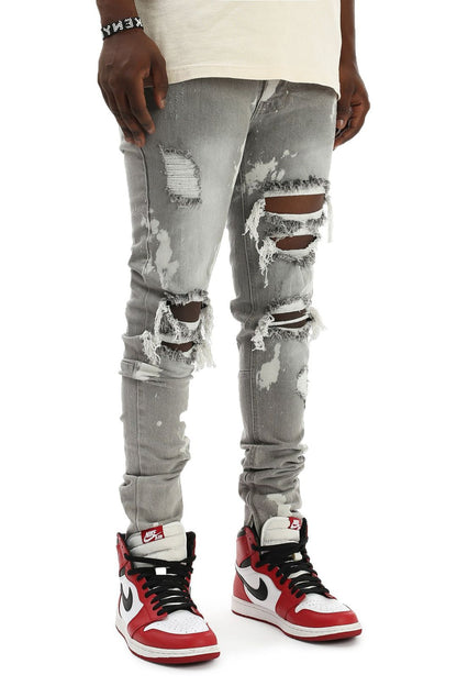 Ripped Ankle Zip Denim Jeans