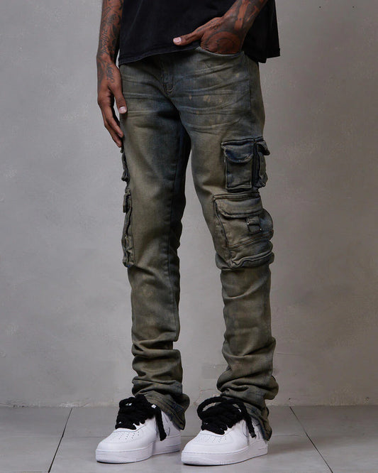 Virgo Dirty Cargo Flare Stacked Jean